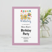 Rosa Gerahmte 10. Geburtstagsparty Einladung (Stehend Vorderseite)