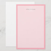 Rosa Gerahmte Initialmonogramm Briefpapier (Vorne/Hinten)
