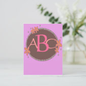 Rosa Gerahmtes Mit Monogramm Set Postkarte (Stehend Vorderseite)