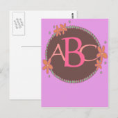 Rosa Gerahmtes Mit Monogramm Set Postkarte (Vorne/Hinten)