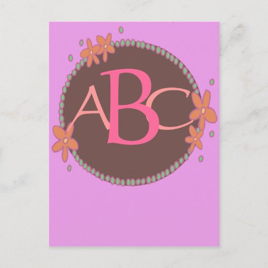 Rosa Gerahmtes Mit Monogramm Set Postkarte (Vorderseite)