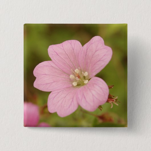 Rosa Geranien-Abzeichen Button (Vorderseite)