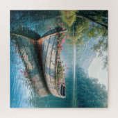 Rosa Geranien in einem alten Rowboat Puzzle (Horizontal)