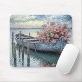 Rosa Geranien in einem rustikalen Rowboat Mousepad (Mit Mouse)