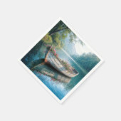 Rosa Geranien in einem rustikalen Rowboat Serviette (Ecke)