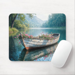 Rosa Geranien in Rowboat Mousepad