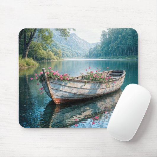 Rosa Geranien in Rowboat Mousepad (Mit Mouse)