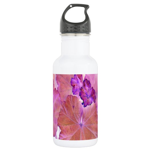 Rosa Geranium-Blätter Edelstahlflasche (Vorderseite)
