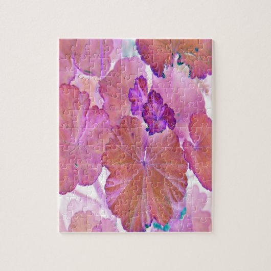 Rosa Geranium-Blätter Puzzle (Vertikal)