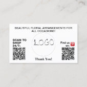 Rosa Geranium Geschäft-Logo QR-Code 3,5 x 2,0 Visitenkarte (Rückseite)