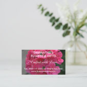 Rosa Geranium Geschäft-Logo QR-Code 3,5 x 2,0 Visitenkarte (Stehend Vorderseite)