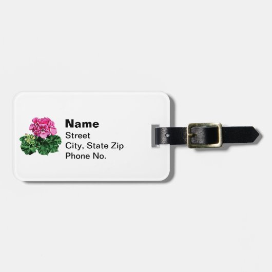 Rosa Geranium mit Deu Gepäckanhänger (Vorderseite horizontal)