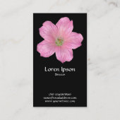 Rosa Geranium - Schwarz Visitenkarte (Rückseite)