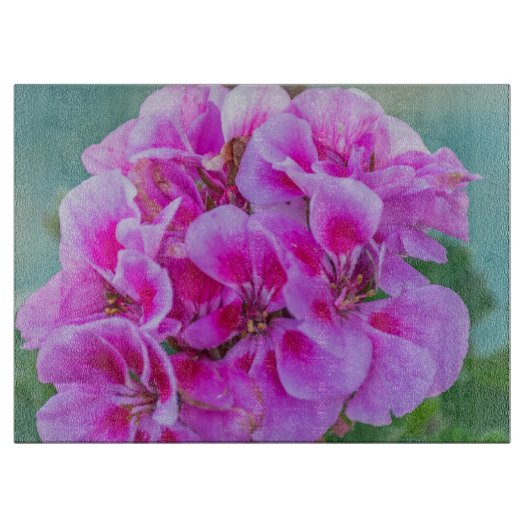 Rosa Geraniumglas Schneidebrett (Vorderseite)