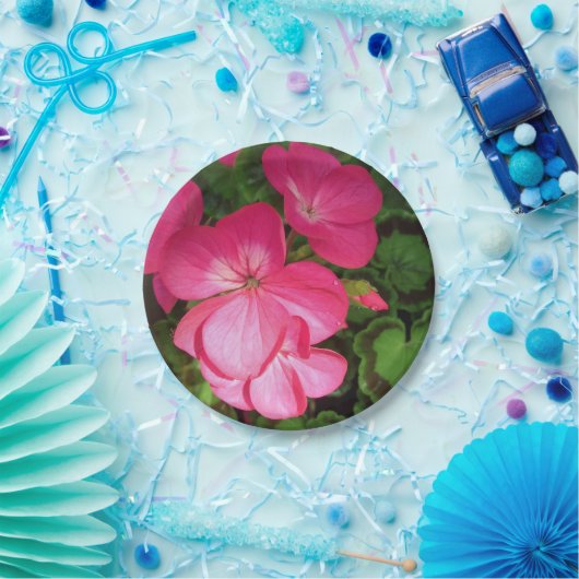 Rosa Geranpapierplatte Pappteller (Party)