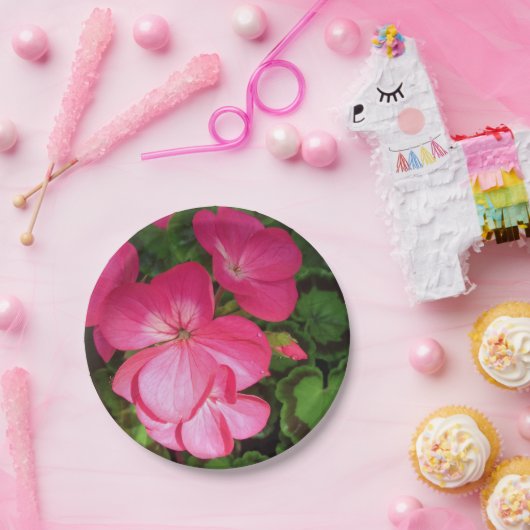 Rosa Geranpapierplatte Pappteller (Party)