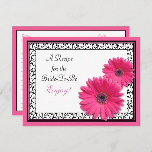 Rosa Gerber Daisy Brautparty Rezept Karte (Vorne/Hinten)