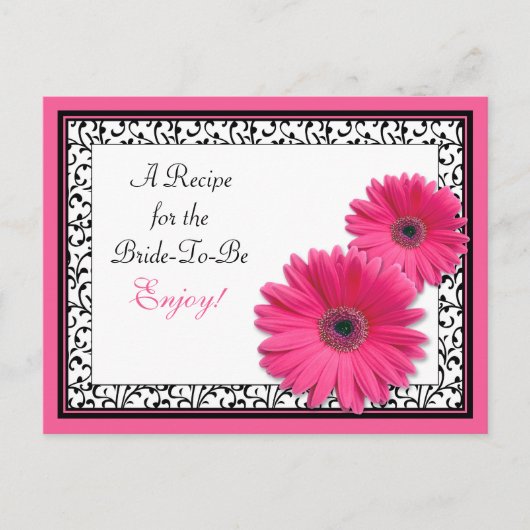 Rosa Gerber Daisy Brautparty Rezept Karte (Vorderseite)