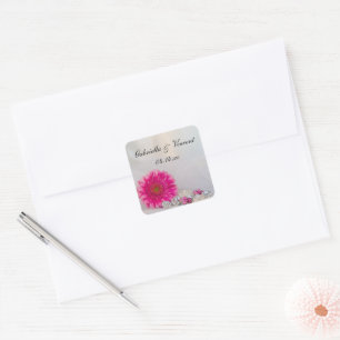 Rosa Gerber Daisy Knöpfe Hochzeit Briefumschlag Si Quadratischer Aufkleber