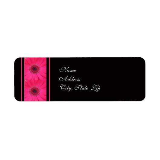 Rosa Gerbera auf dem Black Wedding Address Label (Vorne)