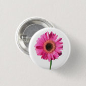 Rosa Gerbera Blume Button / Abzeichen (Vorne & Hinten)