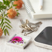 Rosa Gerbera-Blume Schlüsselanhänger (Seite)