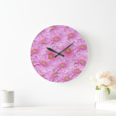 Rosa Gerbera-Blume, Wall-Uhr Große Wanduhr (Zuhause)