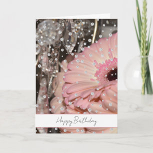 Rosa Gerbera-Blumen Diamant Glanz Geburtstag Karte