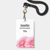 Rosa Gerbera Daisies Elegante Fotografie Ausweis (Vorderseite mit Lanyard)