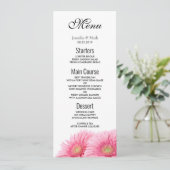 Rosa Gerbera Daisies Elegante Fotografie Einladung (Stehend Vorderseite)