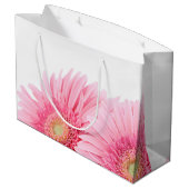 Rosa Gerbera Daisies Elegante Fotografie Geburtsta Große Geschenktüte (Rückseite Schrägansicht)