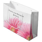 Rosa Gerbera Daisies Elegante Fotografie Geburtsta Große Geschenktüte (Vorderseite Schrägansicht)