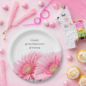 Rosa Gerbera Daisies Elegante Fotografie Geburtsta Pappteller (Party)