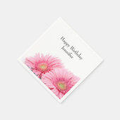 Rosa Gerbera Daisies Elegante Fotografie Geburtsta Serviette (Ecke)