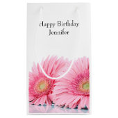 Rosa Gerbera Daisies Elegante Fotografie Kleine Geschenktüte (Rückseite)
