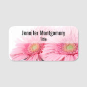 Rosa Gerbera Daisies Elegante Fotografie Namensschild (Vorderseite)