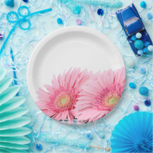 Rosa Gerbera Daisies Elegante Fotografie Pappteller