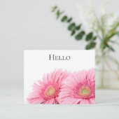 Rosa Gerbera Daisies Elegante Fotografie Postkarte (Stehend Vorderseite)
