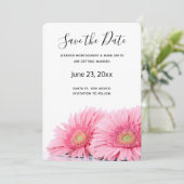 Rosa Gerbera Daisies Elegante Fotografie Save The Date (Stehend Vorderseite)