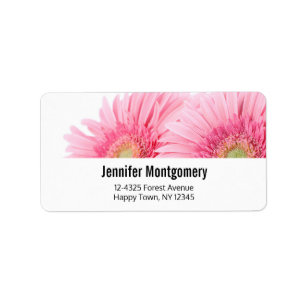 Rosa Gerbera Daisies Elegantes Foto Adressaufkleber