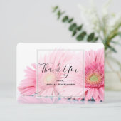 Rosa Gerbera Daisies Elegantes Foto Dankeskarte (Stehend Vorderseite)