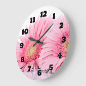 Rosa Gerbera Daisies Elegantes Foto Große Wanduhr (Winkel)