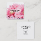 Rosa Gerbera Daisies Elegantes Foto Quadratische Visitenkarte (Vorne/Hinten)