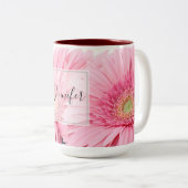 Rosa Gerbera Daisies Elegantes Foto Zweifarbige Tasse (VorderseiteRechts)
