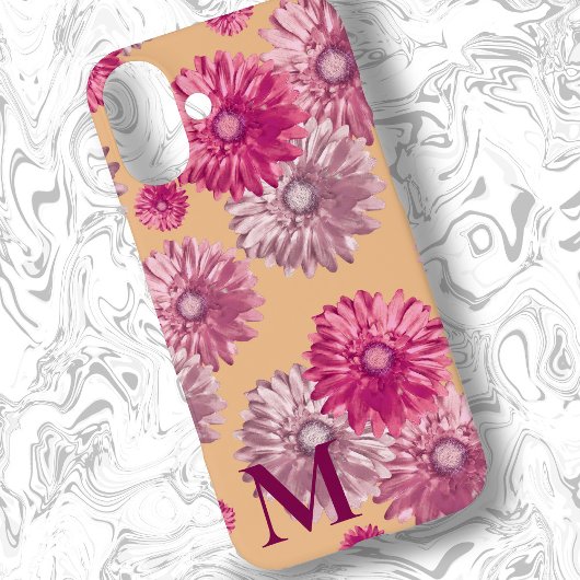 Rosa Gerbera Daisy Blume auf Orange Floral Case-Mate iPhone Hülle