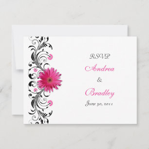 Rosa Gerbera-Daisy Blumen-RSVP-Antwortkarte RSVP Karte