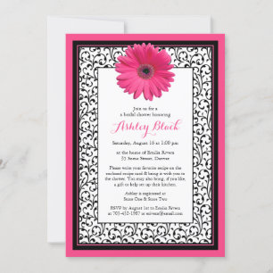 Rosa Gerbera Daisy Brautdusche Einladung