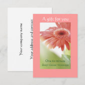 Rosa Gerbera Daisy Geschenkgutschein (Vorne/Hinten)