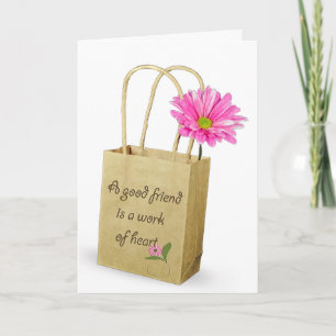 Rosa Gerbera-Daisy in einer braunen Tüte Karte