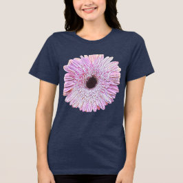 Rosa Gerbera-Daisy Navy Blaues T-Shirt Tri-Blend Shirt